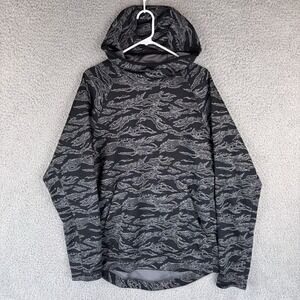 Nike Dri FIT Hoodie Mens Medium Black Gray Pullover Camo Tiger Stripe Active